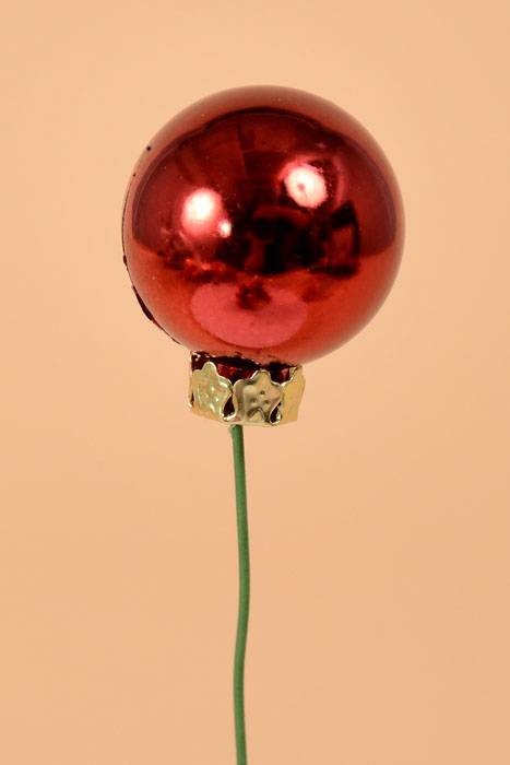 30mm Plastic Shiny Ball Stem Burgundy Pkg/12