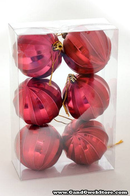70mm Shiny/Matte Pumpkin Ball Burgundy Pkg/6