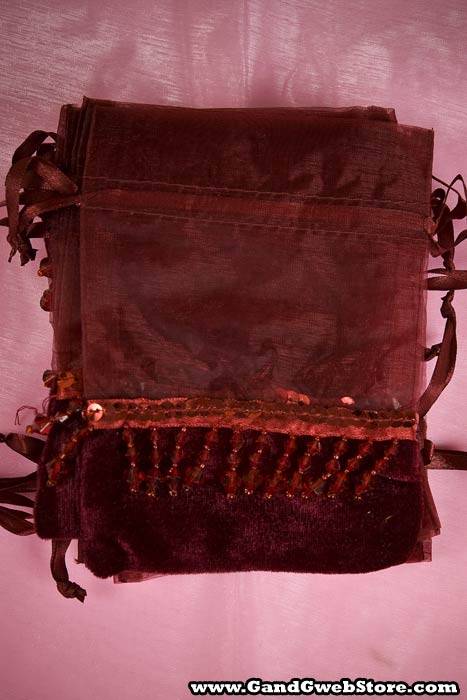 4.5" X 6" Organza/velvet Pouch W/bead Burgundy Pkg/12