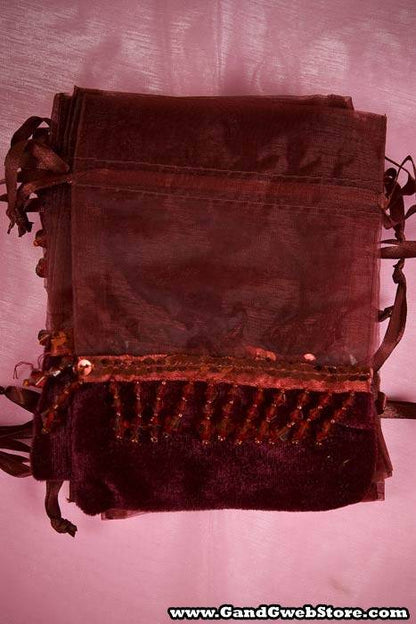 4.5" X 6" Organza/velvet Pouch W/bead Burgundy Pkg/12