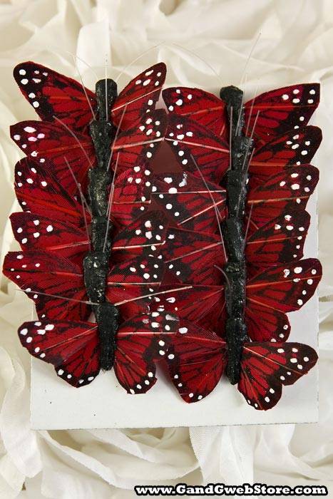 1&quot; Mini Butterfly Red Pkg/12