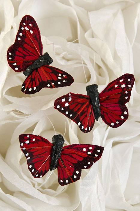 1&quot; Mini Butterfly Red Pkg/12