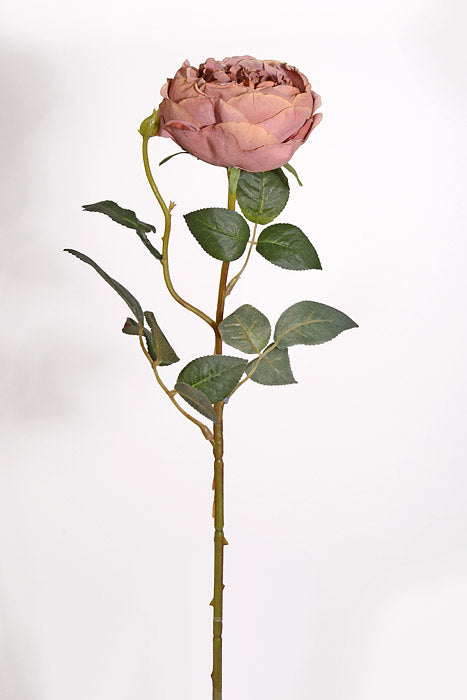 24.5" Silk Cottage Rose Spray Brown