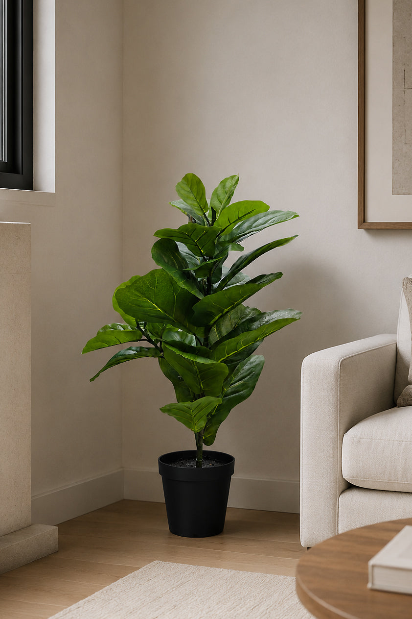 31.5" Artificial Fiddle Leaf Plant In Pot Green