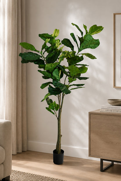 5Ft Artificial Fiddle Tree In Pot Green