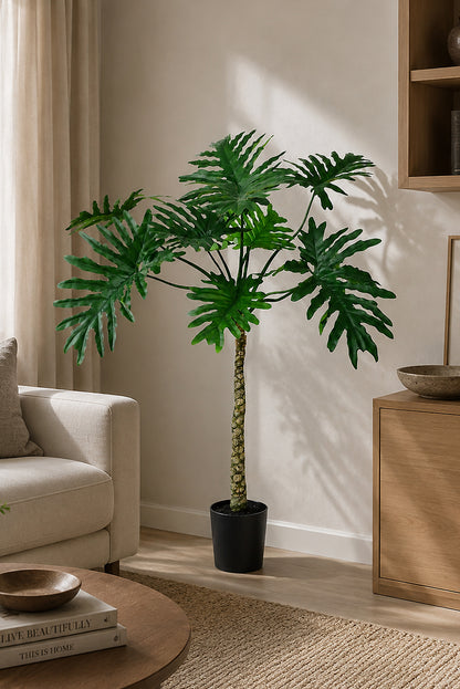 63" Artificial Philo Selloum Tree In Pot Green