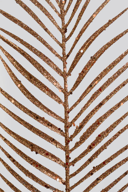 34" Glitter/Mica Triple Palm Leaf Spray Copper