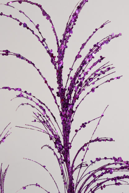 33" Glitter/Sequin Pampas Grass Spray Purple