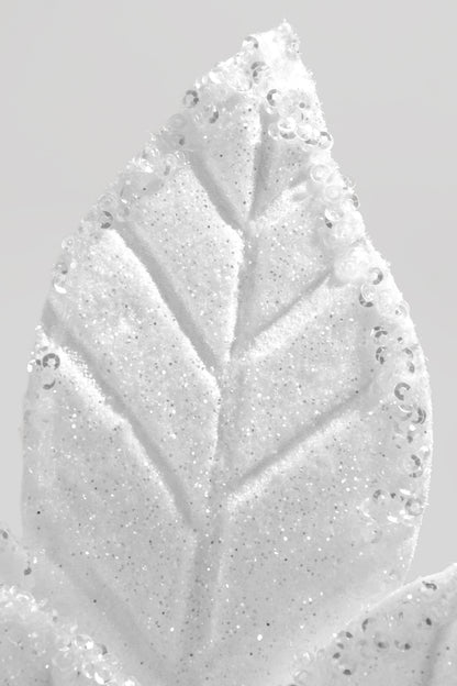 26" Velvet Winter Poinsettia Stem White