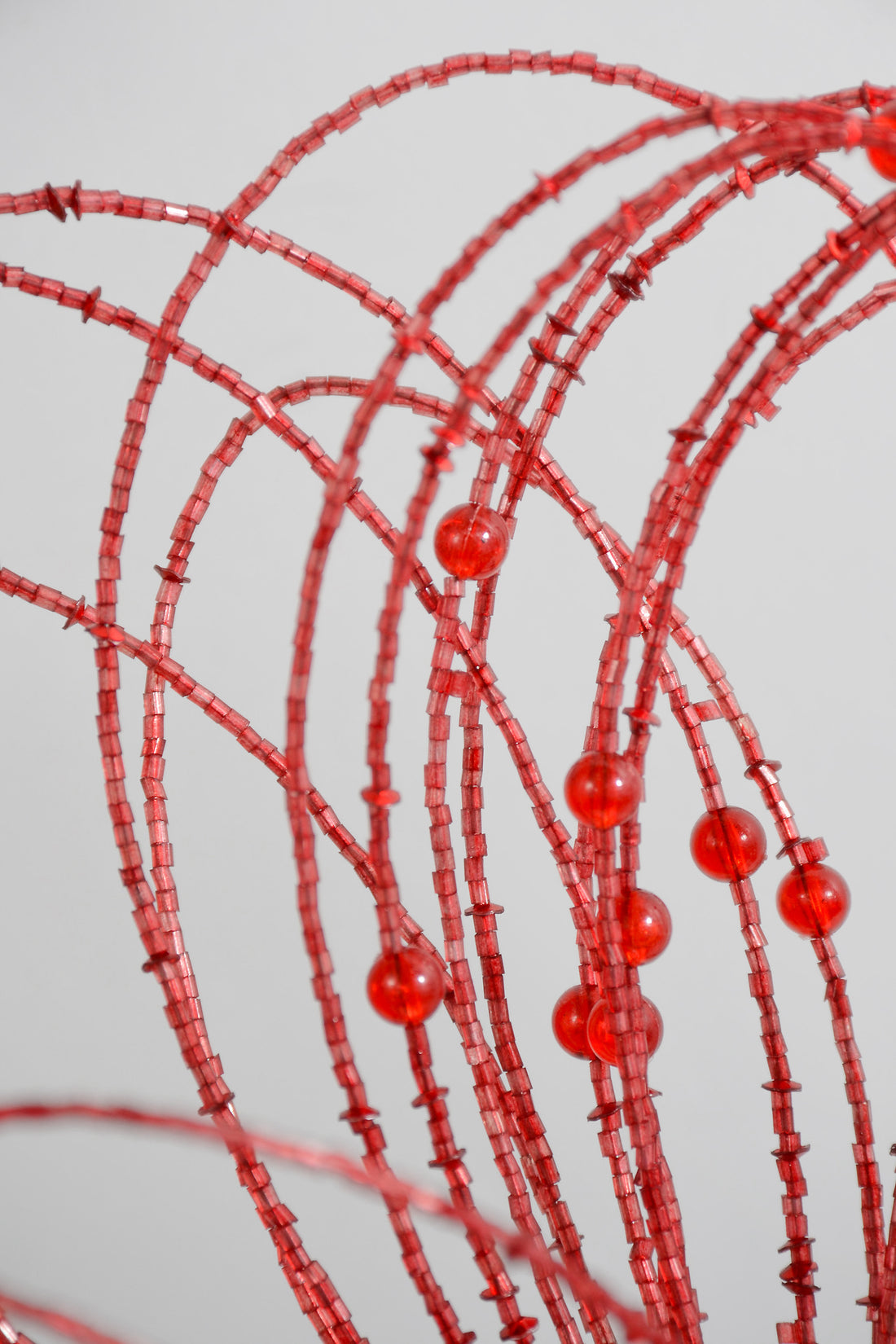 20" Beaded Jewel Flower Burst Stem Red