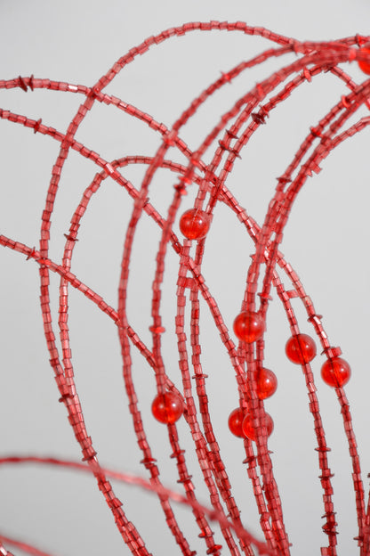 20" Beaded Jewel Flower Burst Stem Red