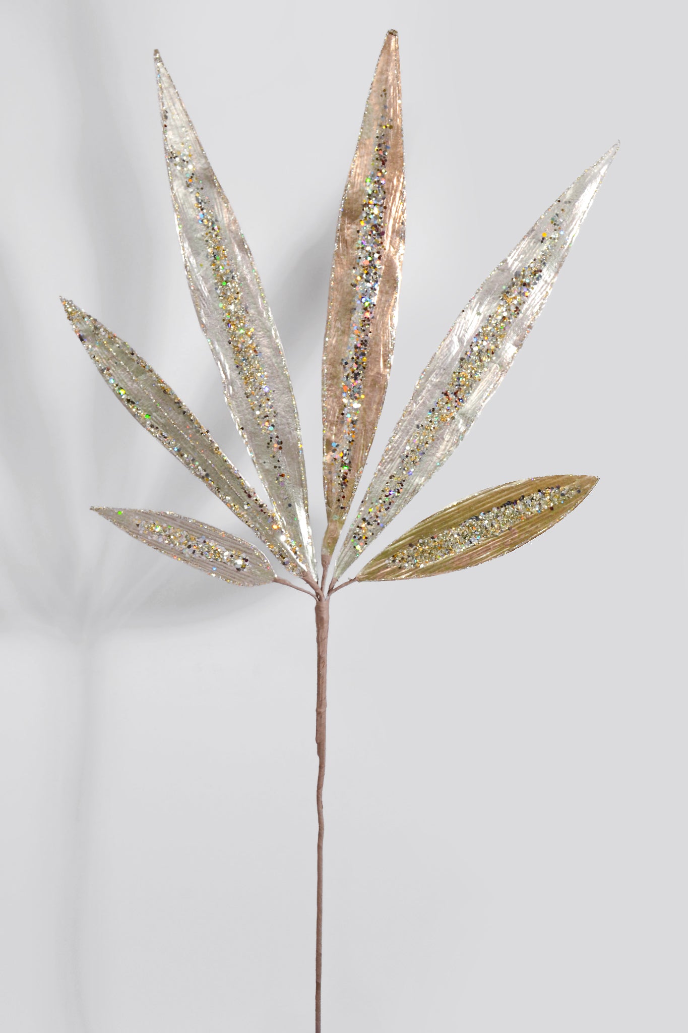 40" Encrusted Sword Leaf Stem Champagne/Gold