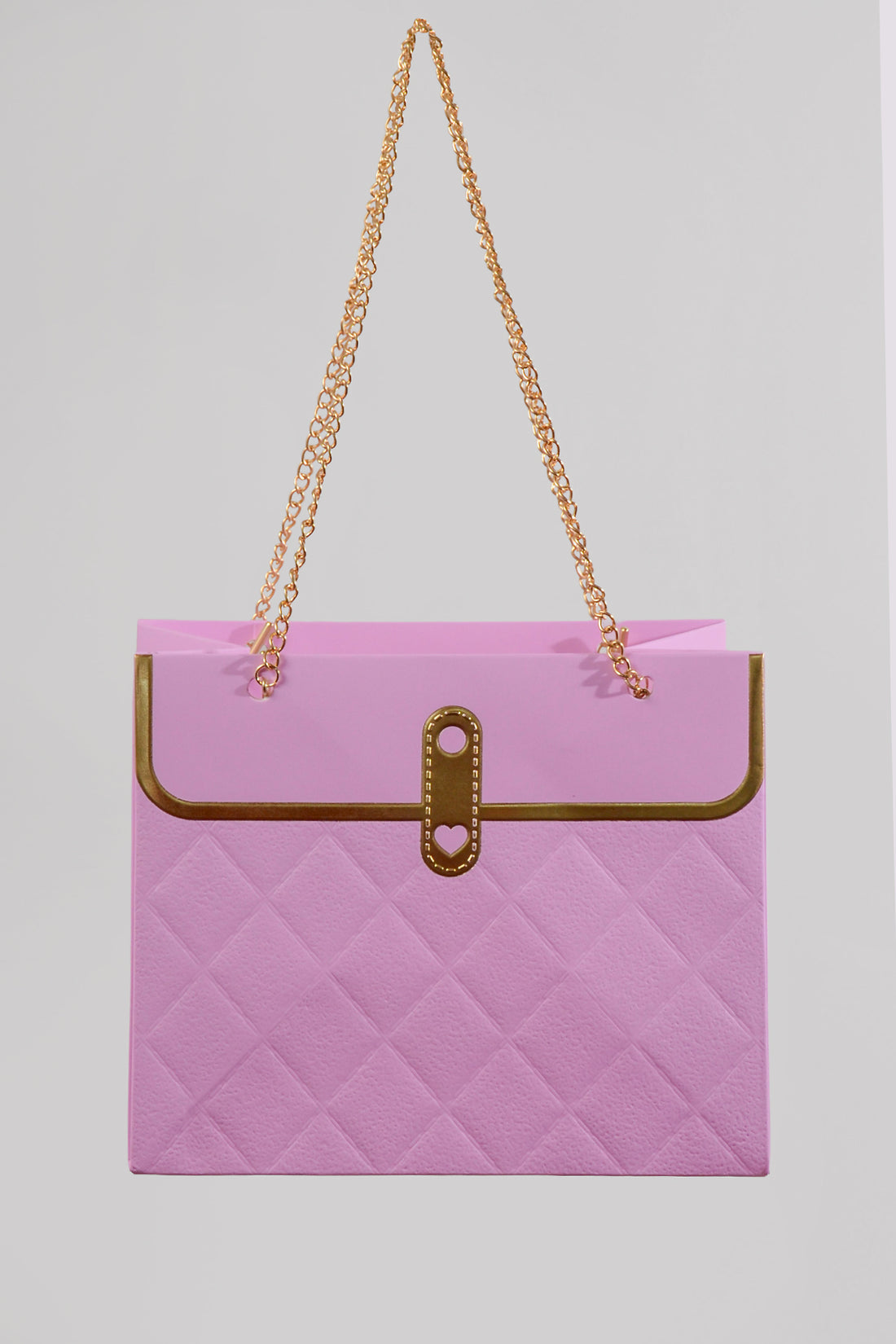7"x 6" Paper Handbag W/Metal Chain Lavender Pkg/4