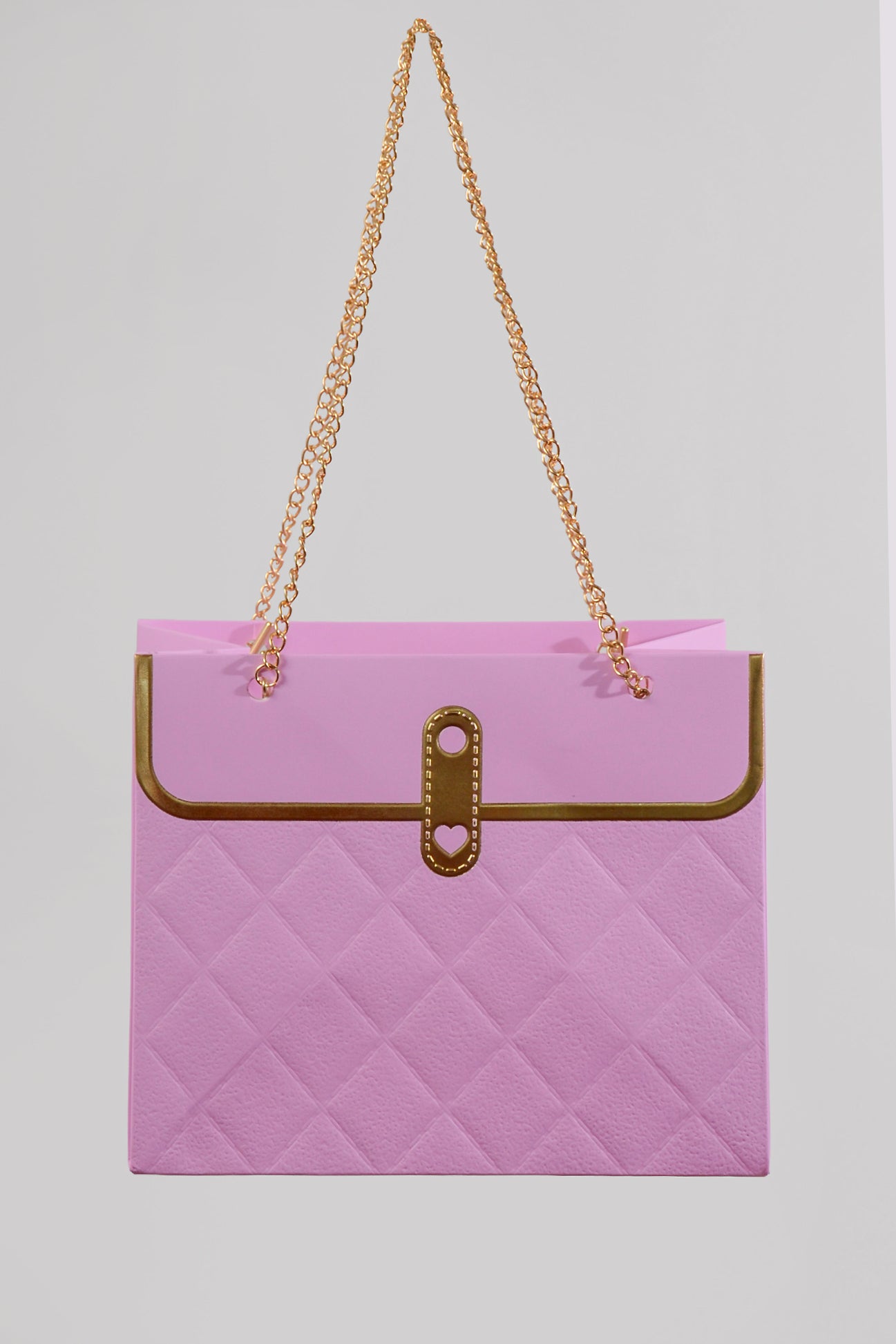 7"x 6" Paper Handbag W/Metal Chain Lavender Pkg/4