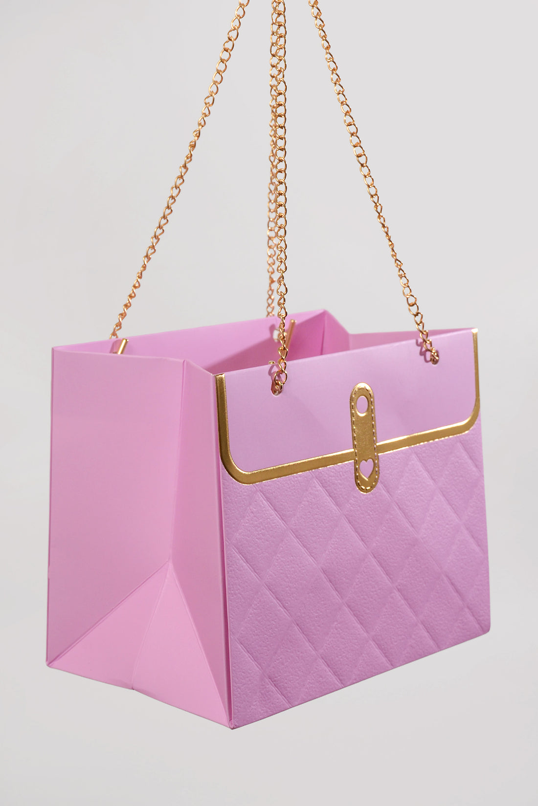 7"x 6" Paper Handbag W/Metal Chain Lavender Pkg/4