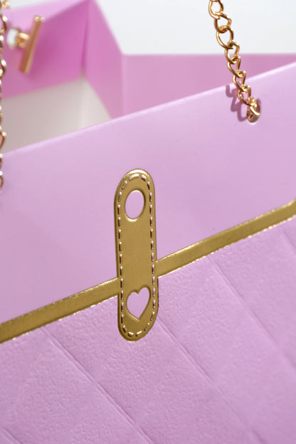 7"x 6" Paper Handbag W/Metal Chain Lavender Pkg/4
