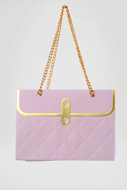 6"x 4" Paper Handbag W/Metal Chain Lavender Pkg/4
