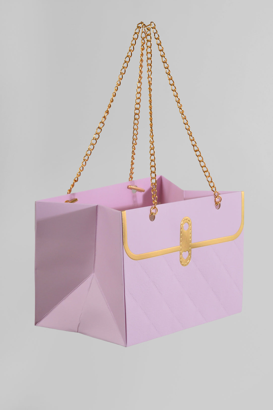 6"x 4" Paper Handbag W/Metal Chain Lavender Pkg/4