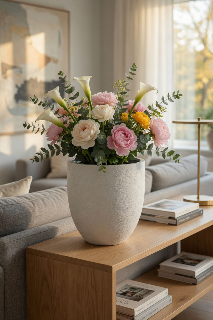 10.5" X 12.5" Round Pot White