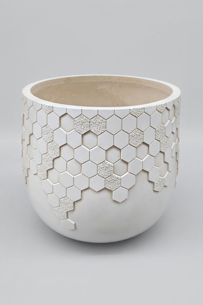 9.5" X 9" Round Pot White