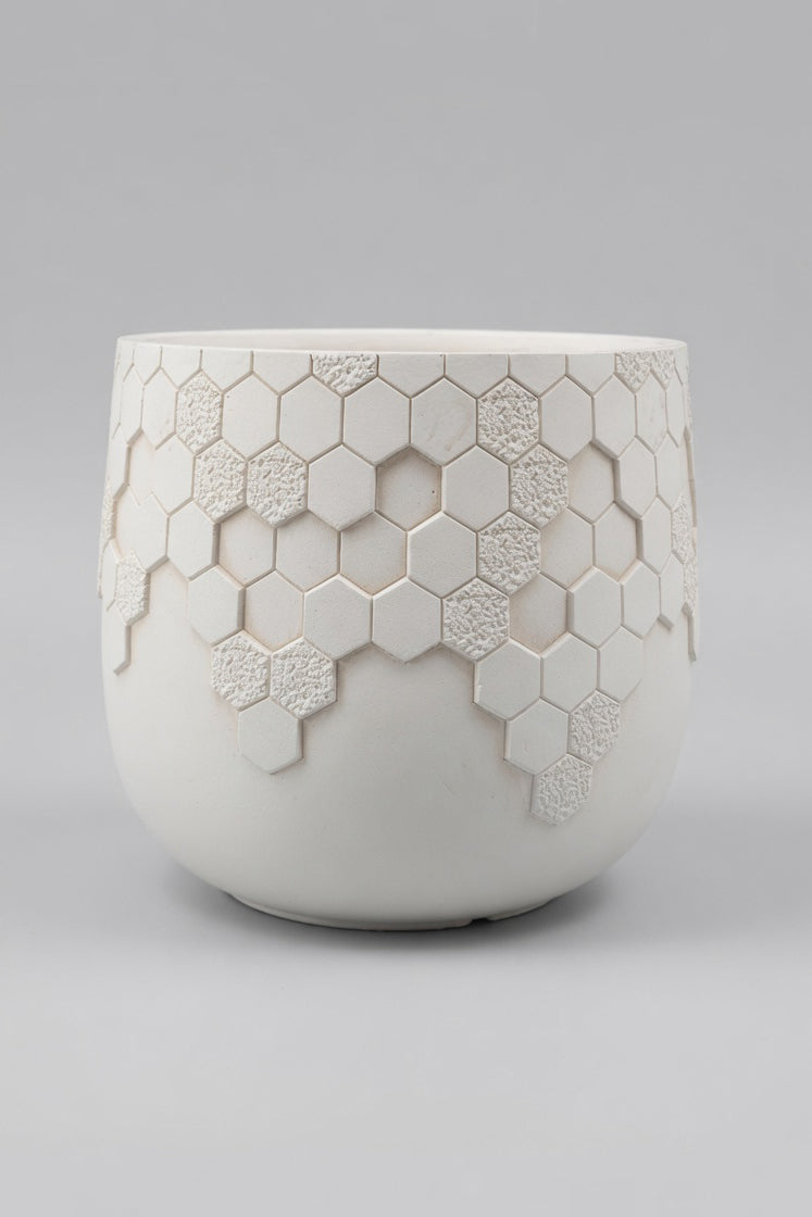 9.5" X 9" Round Pot White