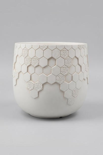 9.5" X 9" Round Pot White