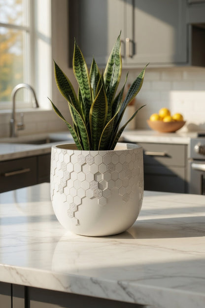 9.5" X 9" Round Pot White