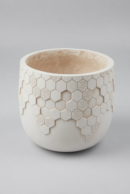 13.75" X 12.5" Round Pot White