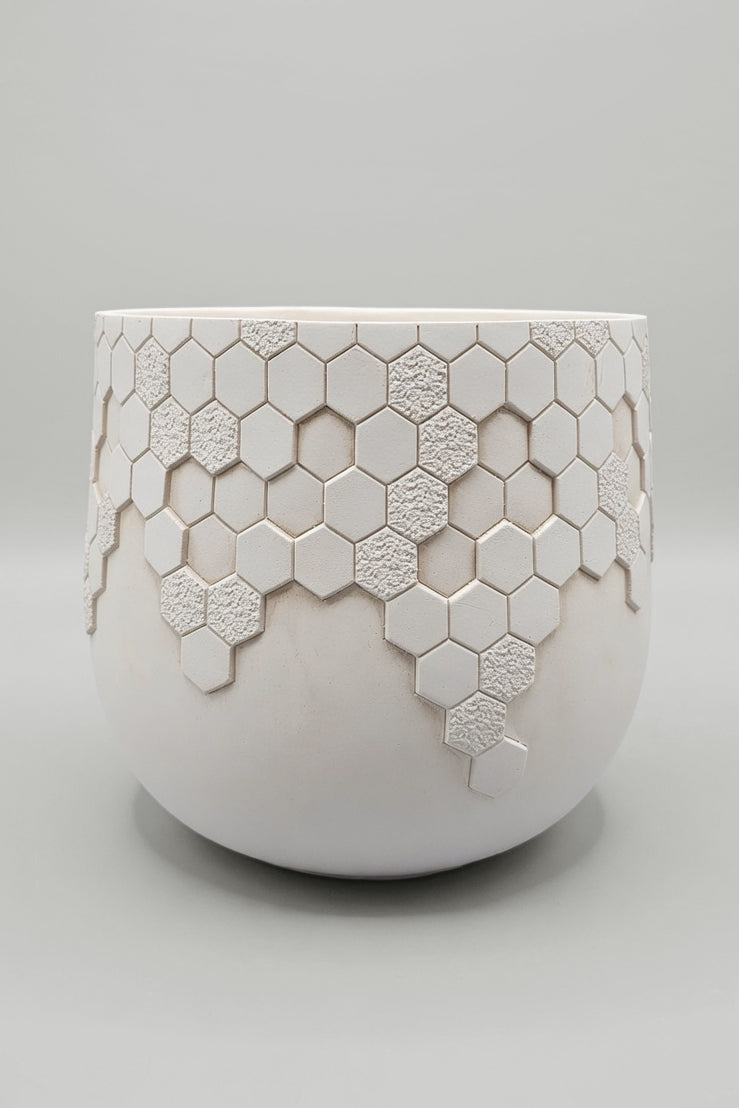 13.75" X 12.5" Round Pot White