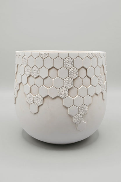 13.75" X 12.5" Round Pot White