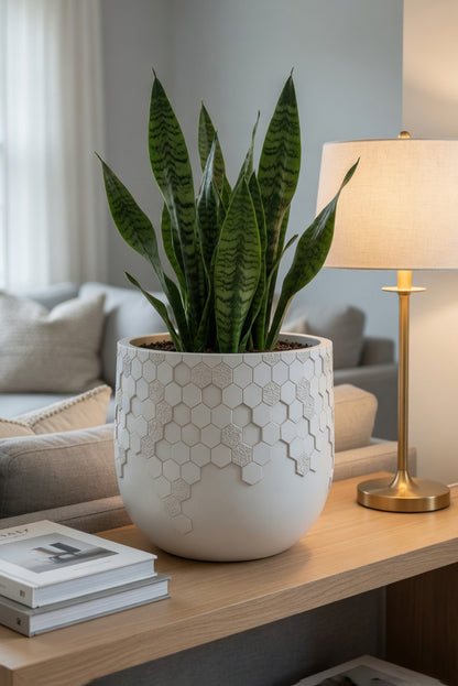 13.75" X 12.5" Round Pot White