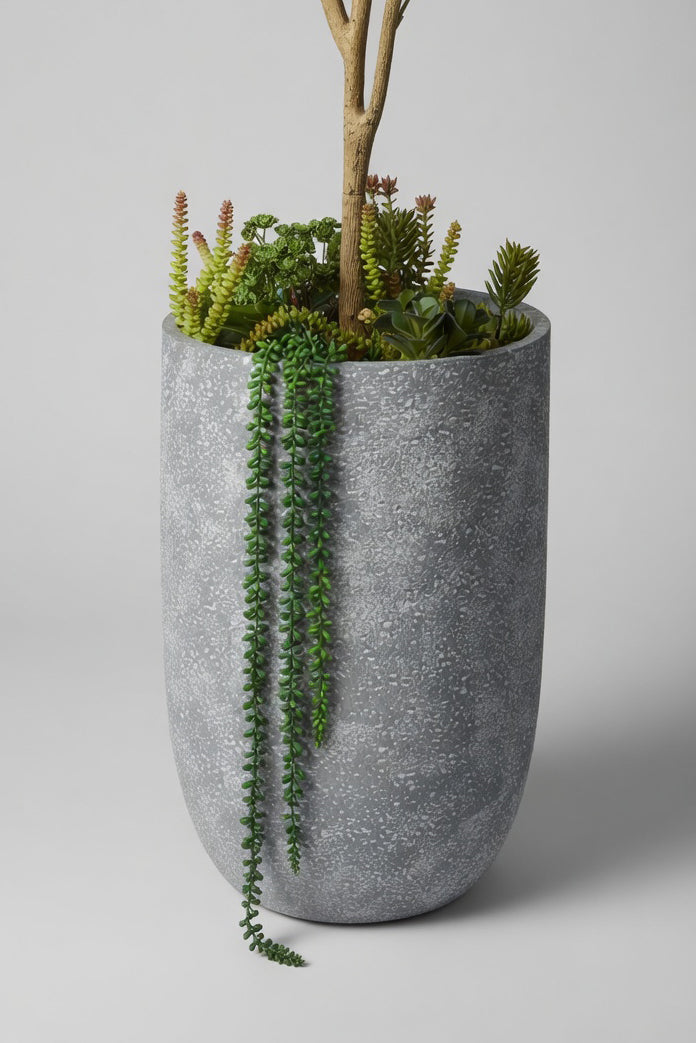 17.75" X 26.75" Round Pot Grey