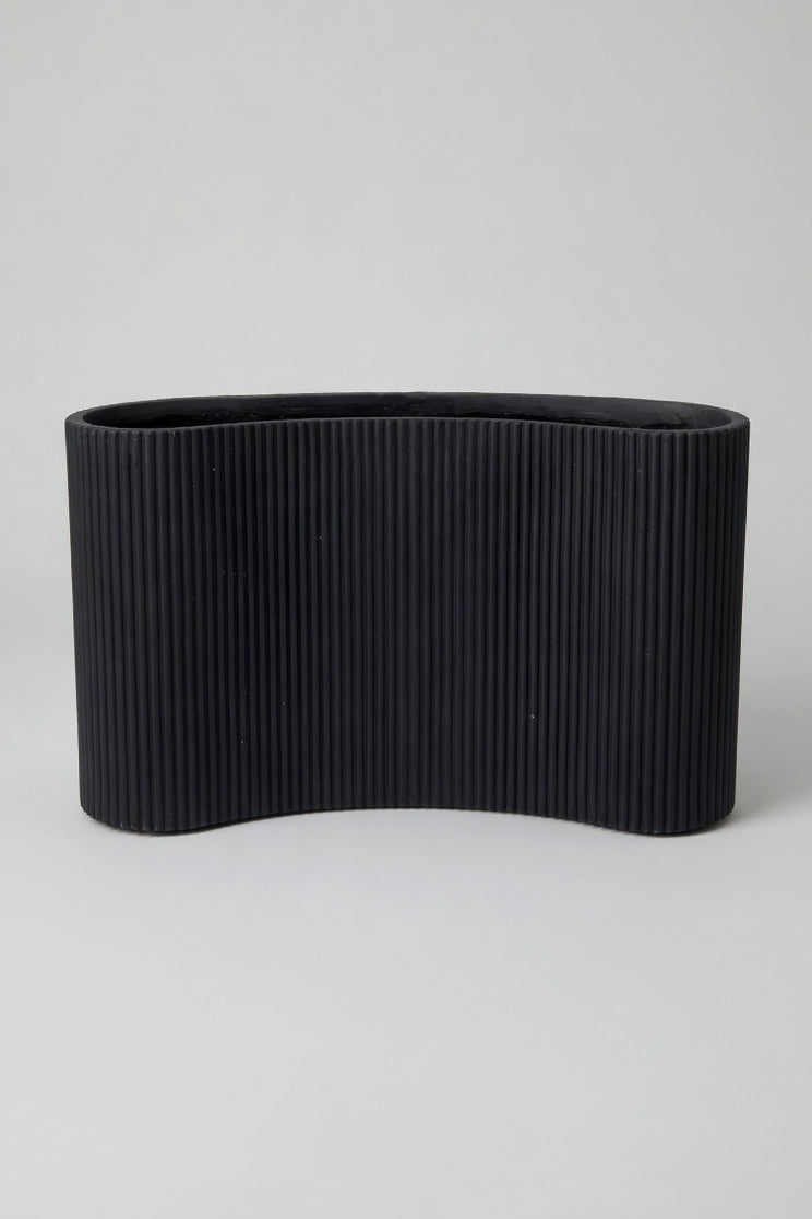 26"L X 16"H Wavy Long Planter Black