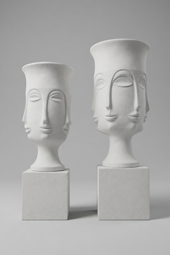 15.75" X 43" Human Face Vase White