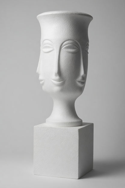 15.75" X 43" Human Face Vase White