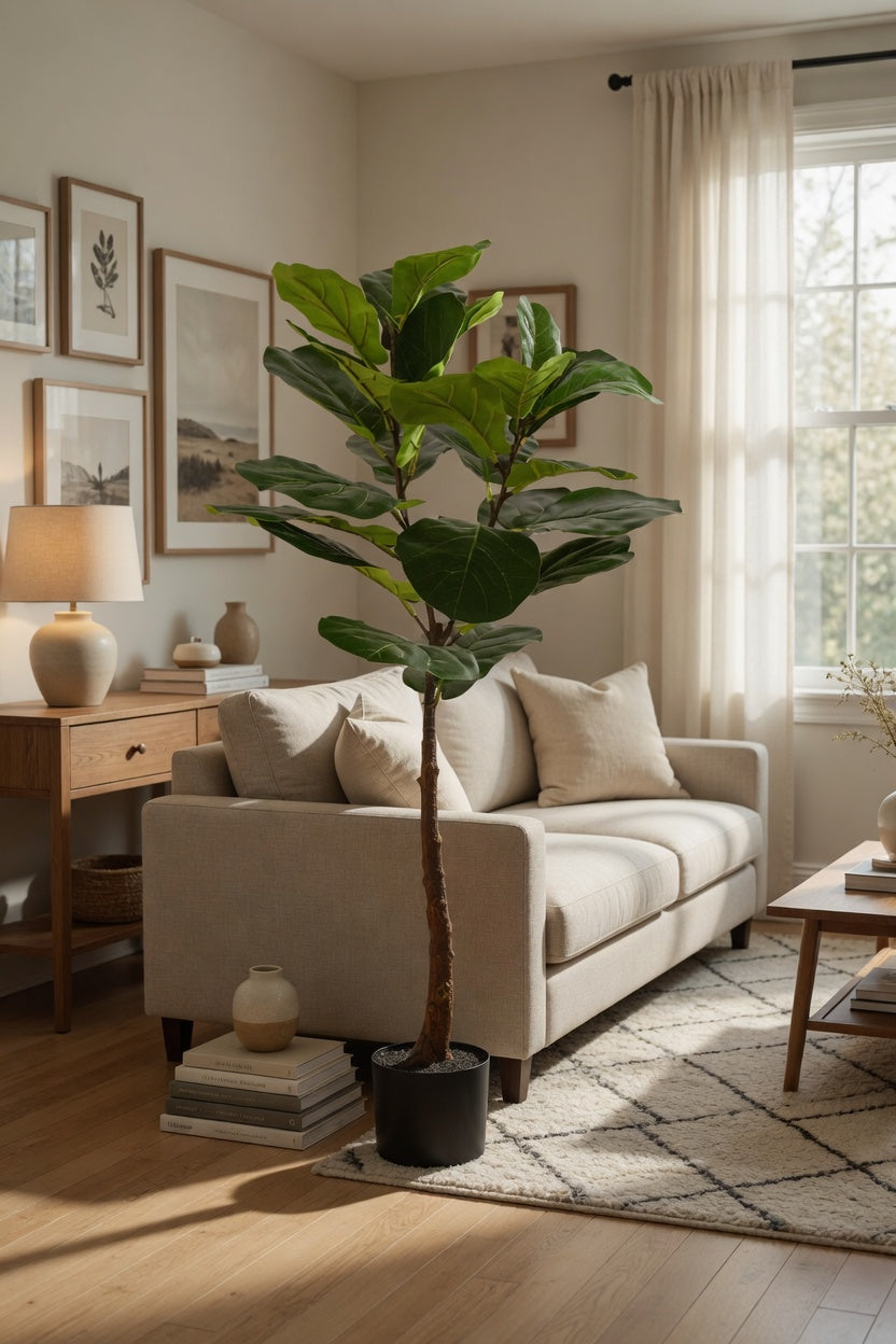 47" Fiddle Leaf Tree In Pot Green