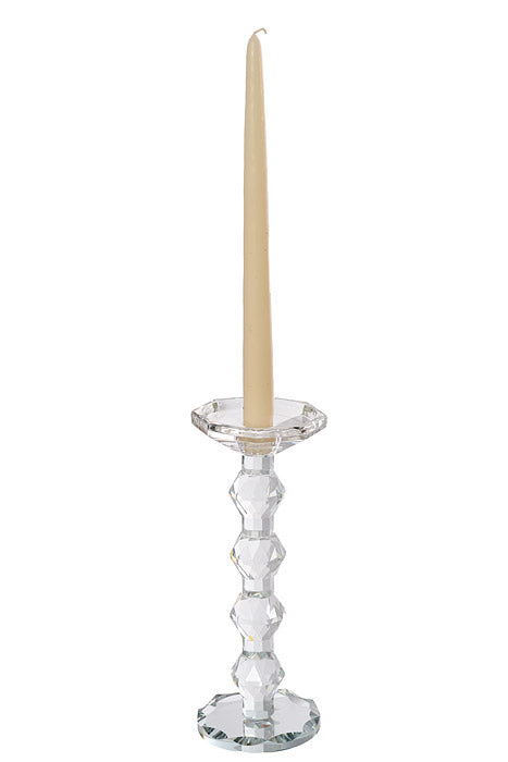 10&quot; Crystal Single Candle Holder Clear