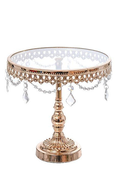 7" /9" /10.5" H Round Cake Stand W/crystal Gold