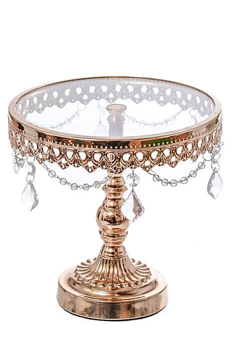 7" /9" /10.5" H Round Cake Stand W/crystal Gold