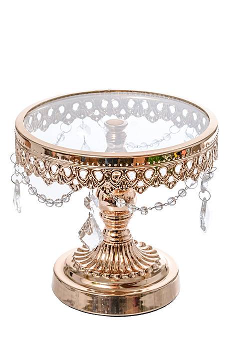 7" /9" /10.5" H Round Cake Stand W/crystal Gold