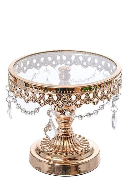 7" /9" /10.5" H Round Cake Stand W/crystal Gold