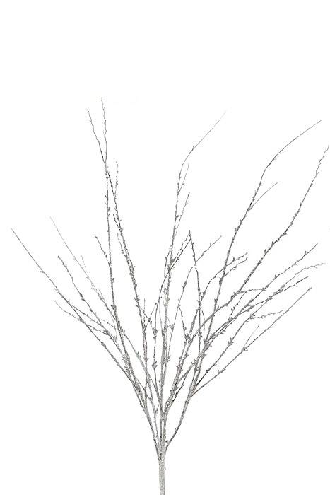 37" Plastic Glitter Twig Branch Silver