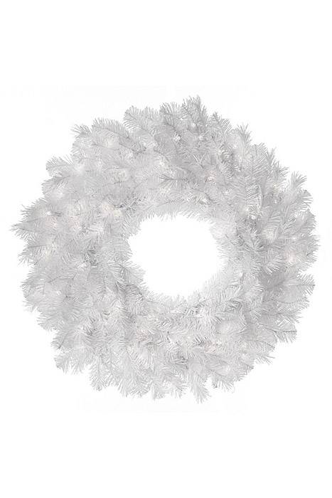 28" Pine Wreath W/lights White