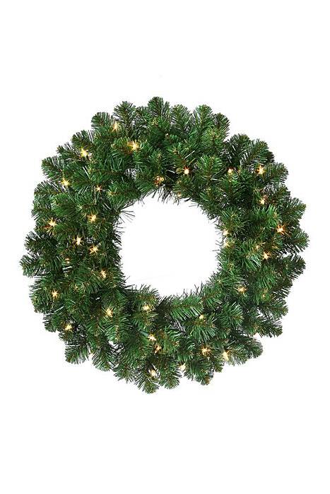 23" Deluxe Oregon Fir Wreath W/lights Green