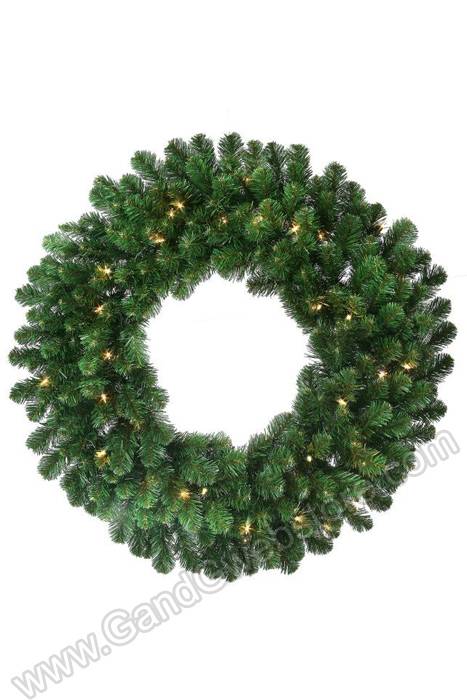 36" Deluxe Oregon Fir Wreath W/clear Lights Green