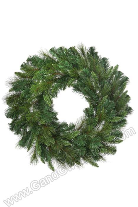 48" Belgium Mix Wreath W/150 Clear Lights Green