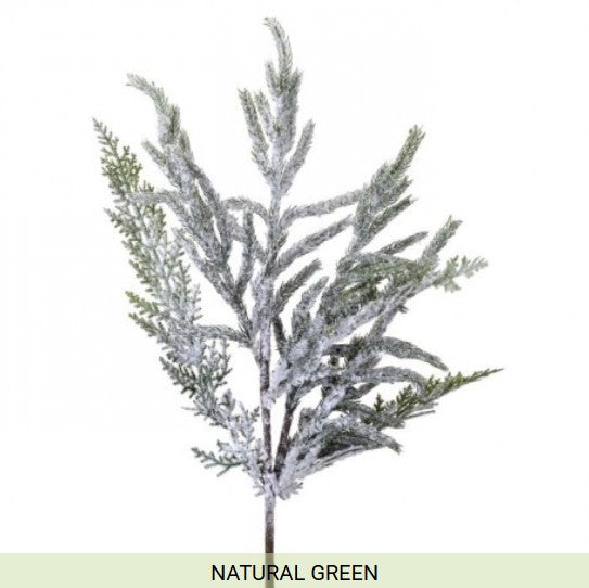24" Real Touch Norfolk Pine Spray W/Snow Natural Green