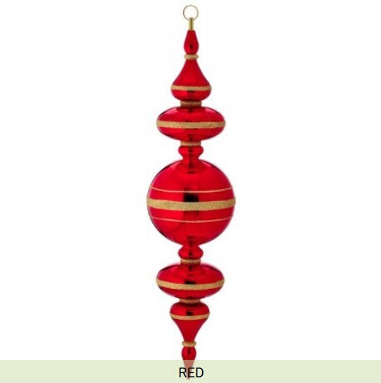 24" VP Stripe Finial Ornament Red