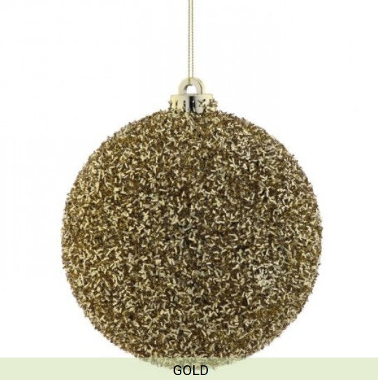 140MM VP Tinsel Ball Ornament Box/2 Gold