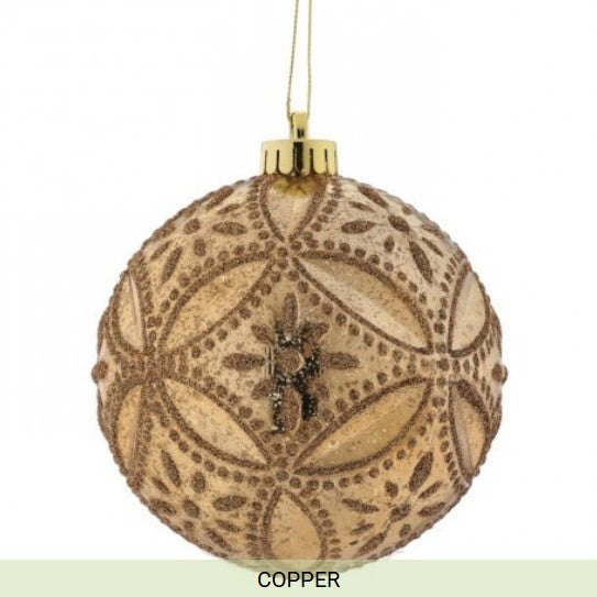 130MM VP Mercury Glitter Floret Ornament BX2 Copper